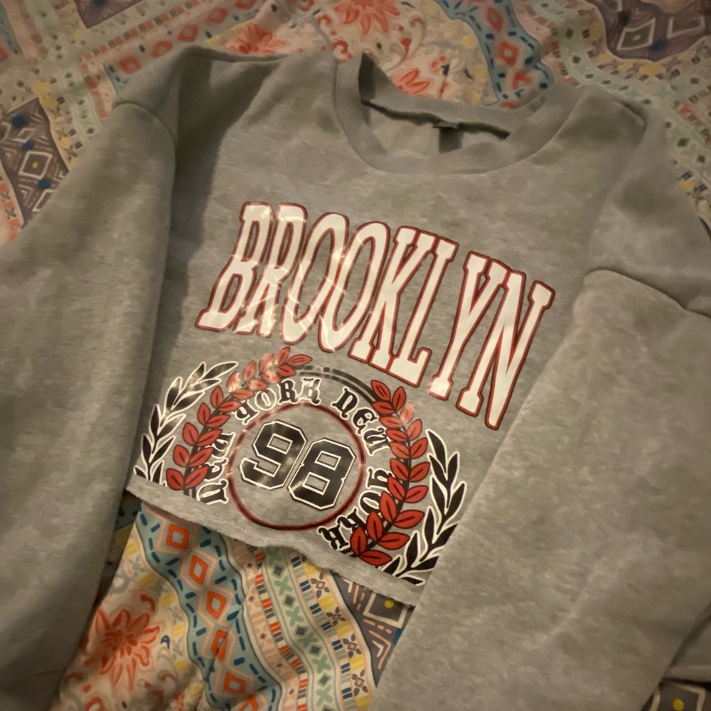 Grey “Brooklyn” Cropped Sweatshirt